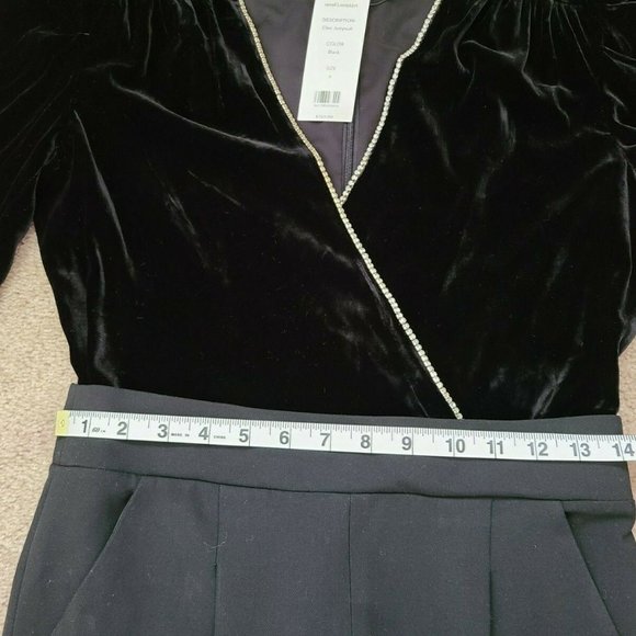 VERONICA BEARD CLEO Crystal-embellished velvet Jumpsuit Sz 6 - Picture 10 of 12